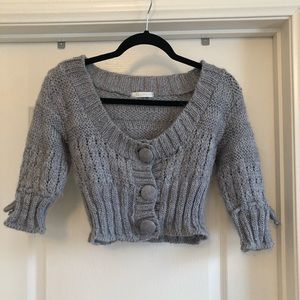 Cropped wool sweater / cardigan with big buttons
